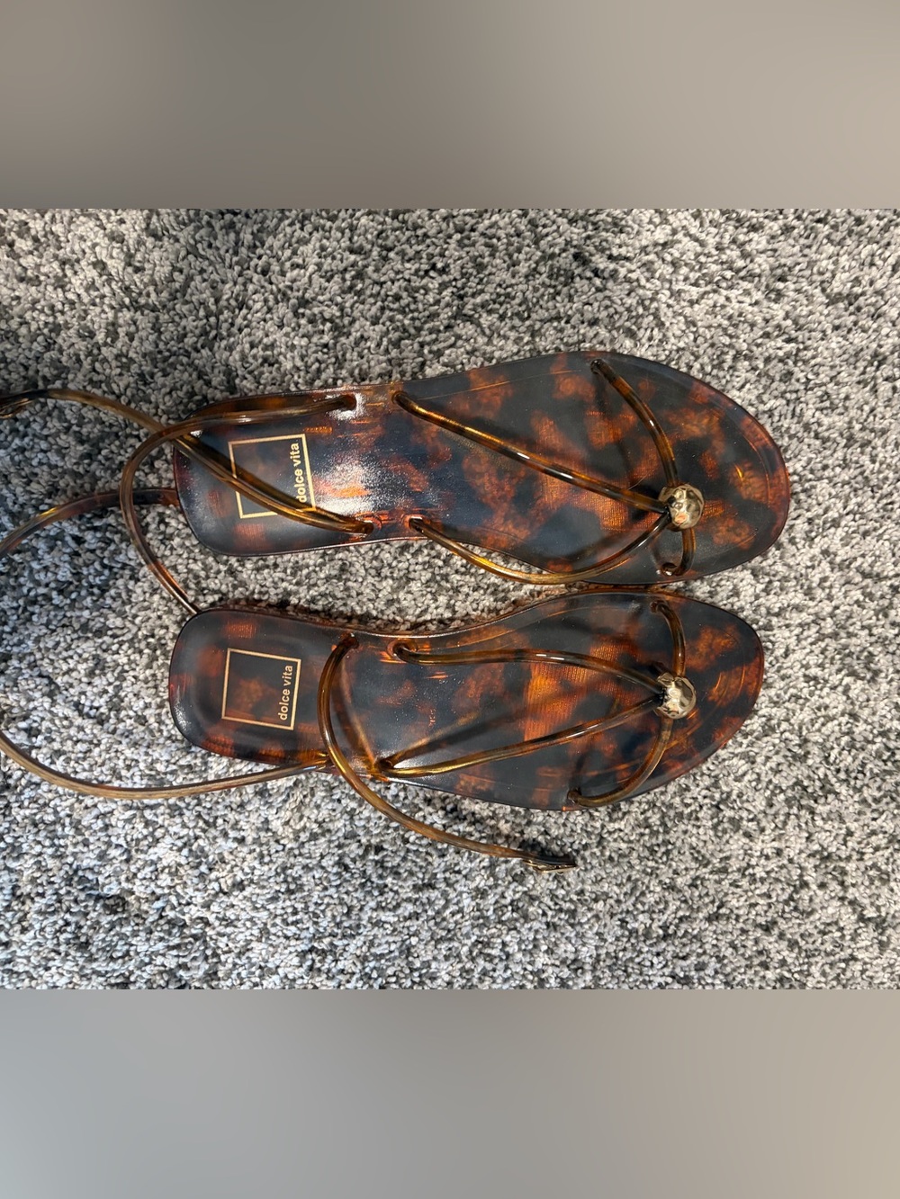 NWT Dolce Vita Tortoiseshell Thong Sandals - Brown Kenny Size 7 Jelly